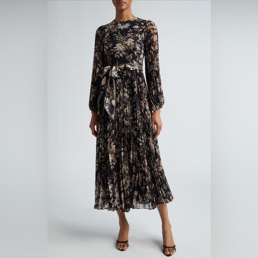 NWT Zimmermann Sunray Long Sleeve Pleated Midi Dress OP US2P